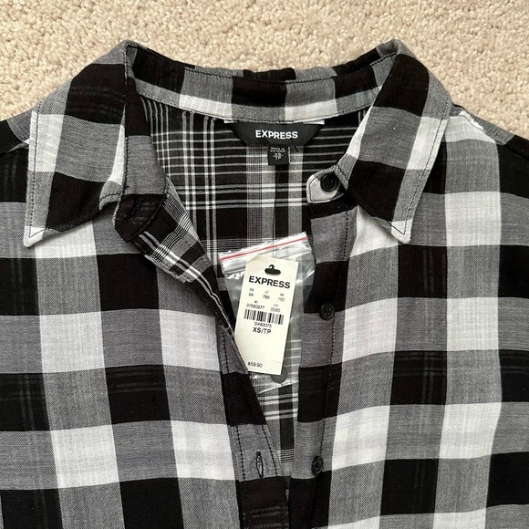 Express - White & Black Plaid Checkered Dress - Size: XS - NWT - Picture 3 of 10